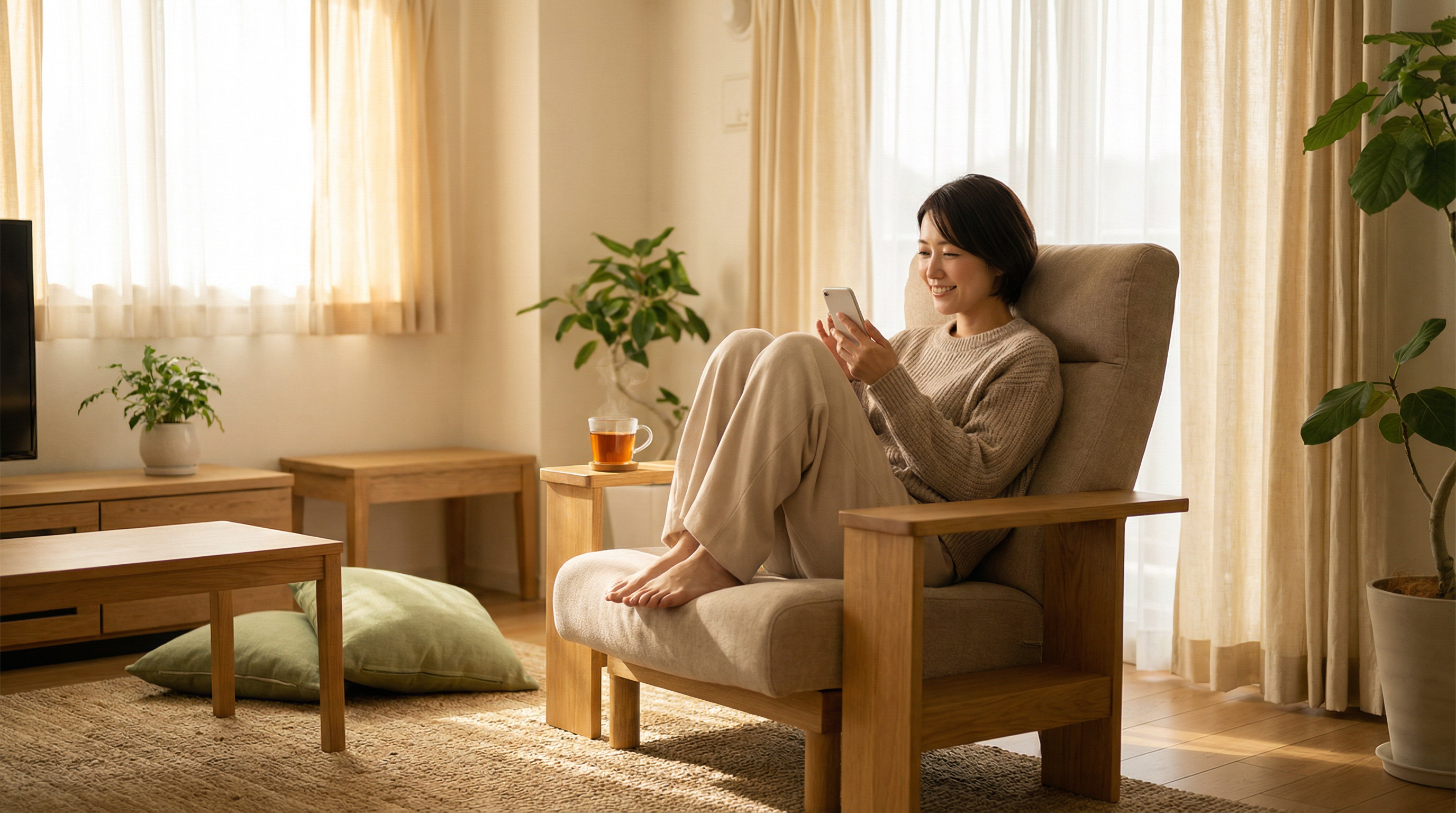 リラックスしながら通知を受け取る